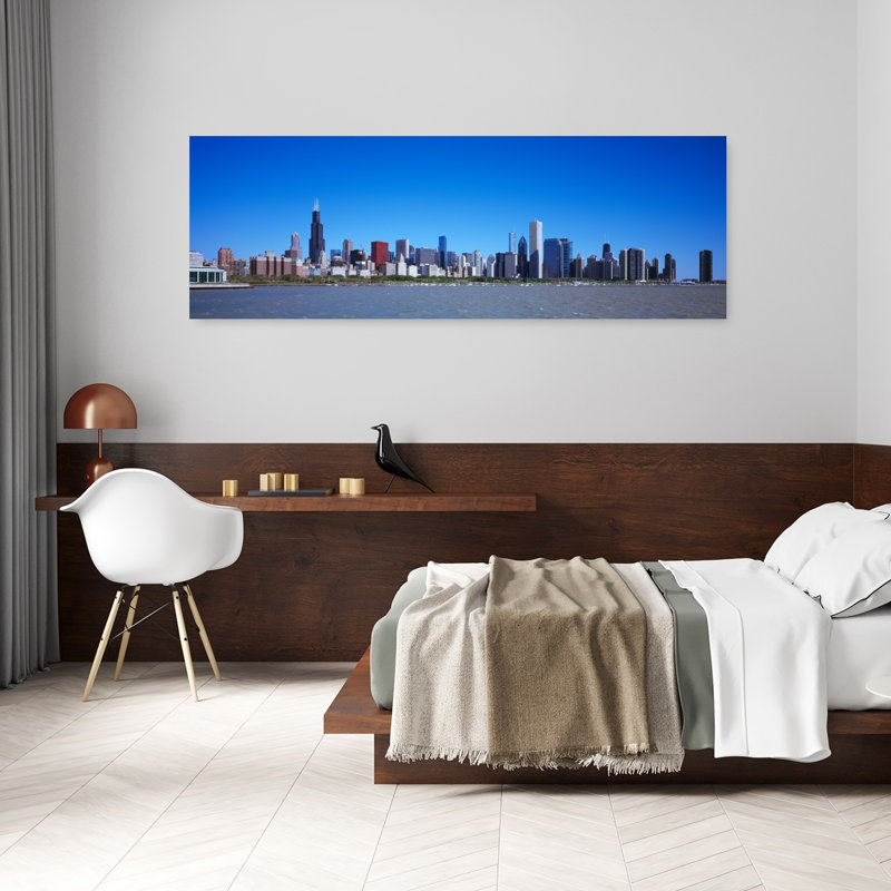 Skyscrapers At The Waterfront Willis Tower Shedd Aquarium Chicago Cook County Illinois USA by Mark Segal - Wrapped Canvas Panoramic Print