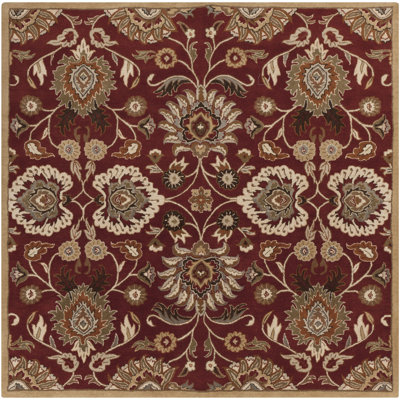 Arden Burgundy Hand-Tufted Wool Floral Rug