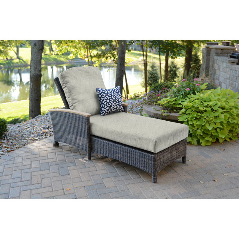 Bella Outdoor Teak Chaise Lounge, Canvas Granite Sunbrella® Canvas, Brown
