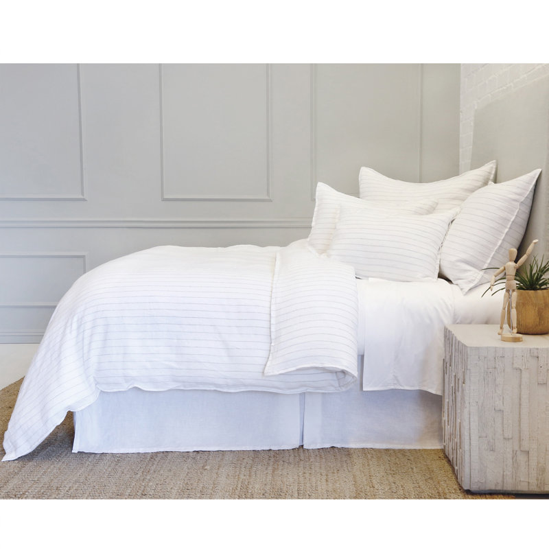 Blake Duvet Cover, Queen, White/Ocean