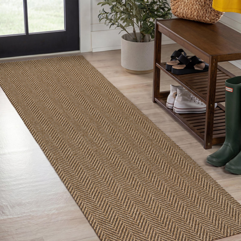 Tapis intérieur / extérieur Rowena Easy Jute, Brun, Tapis de couloir 2 pi 2 po x 8 pi