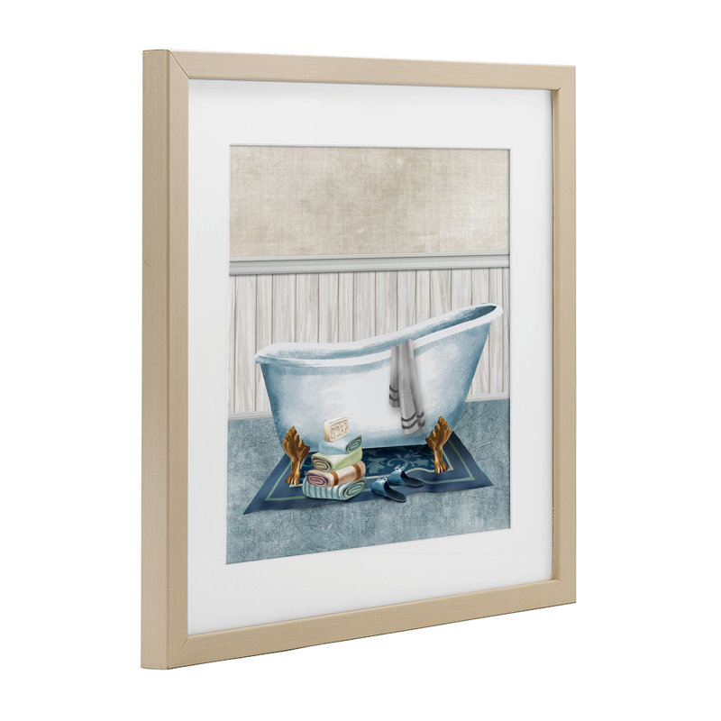 «Cosy Clawfoot Bathaign Spa», reproduction encadrée sous verre, design par Conrad Knutsen, Récolte de pin sous cadre en verre