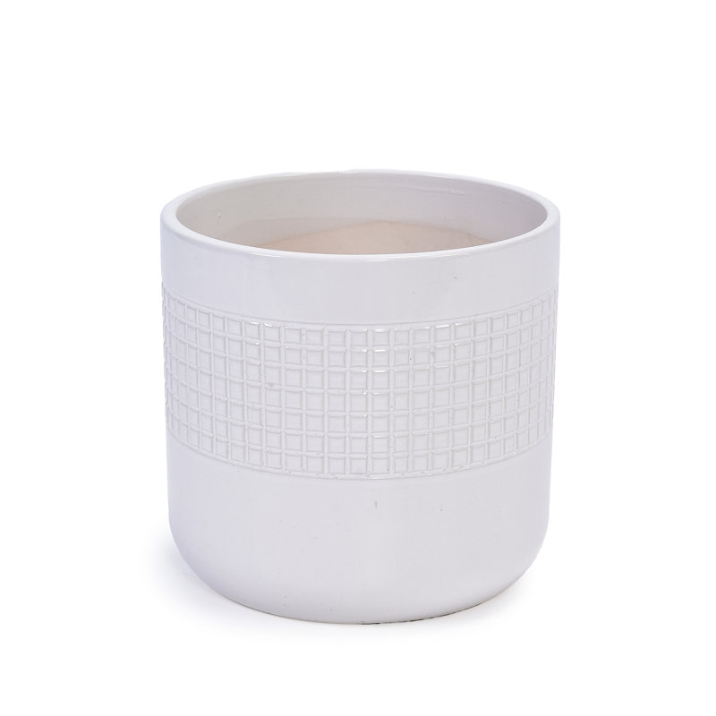Ancient White Glossy Finish Of 3 Grid Ceramic Planters, Versatile Planters For Indoor And Outdoor Greenery With Built - In Drainage Roots Flowerpots, Frost Heat Various Settings Sleek Design