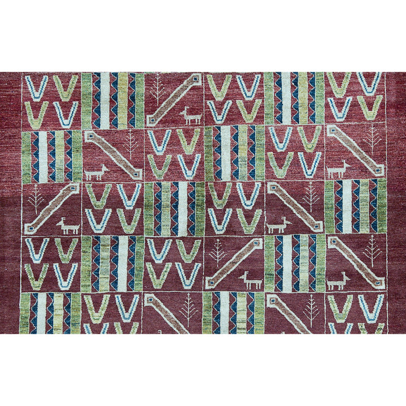 Hand-Knotted High-Quality Blue and Rust Area Rug