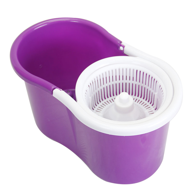 Seau de vadrouille à plancher rotatif 360 ° Easy Spin Dry + 2 têtes en microfibre, Violet