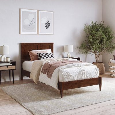 Amandah Low Profile Solid Wood Panel Bed
