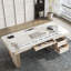 Bureau en acier inoxydable fritté beige 62,99 po, 3 tiroirs-129187504