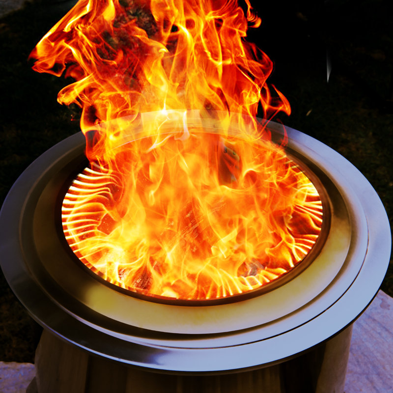 Stainless Steel 22" Portable Low Smoke Fire Pit with Cover & Poker