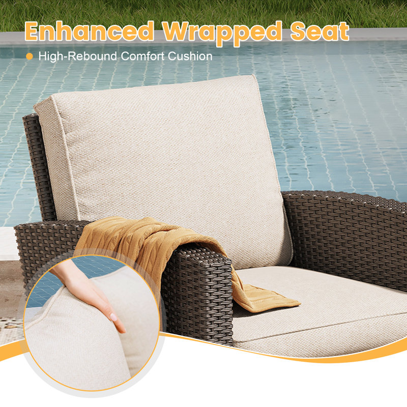 Ensemble de conversation pour patio pour 2 personnes avec coussins, Sable