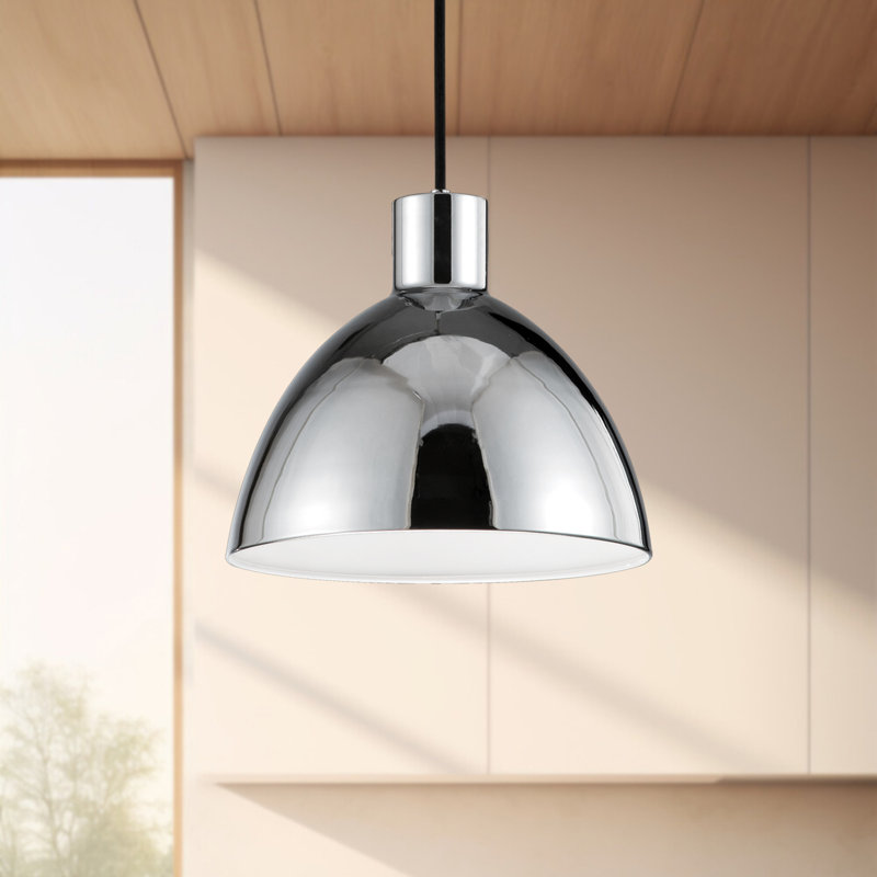 Luminaire suspendu simple à DEL 1 lumière Chroma, H 126,5 po x l 6,25 po x P 6,25 po, Chrome
