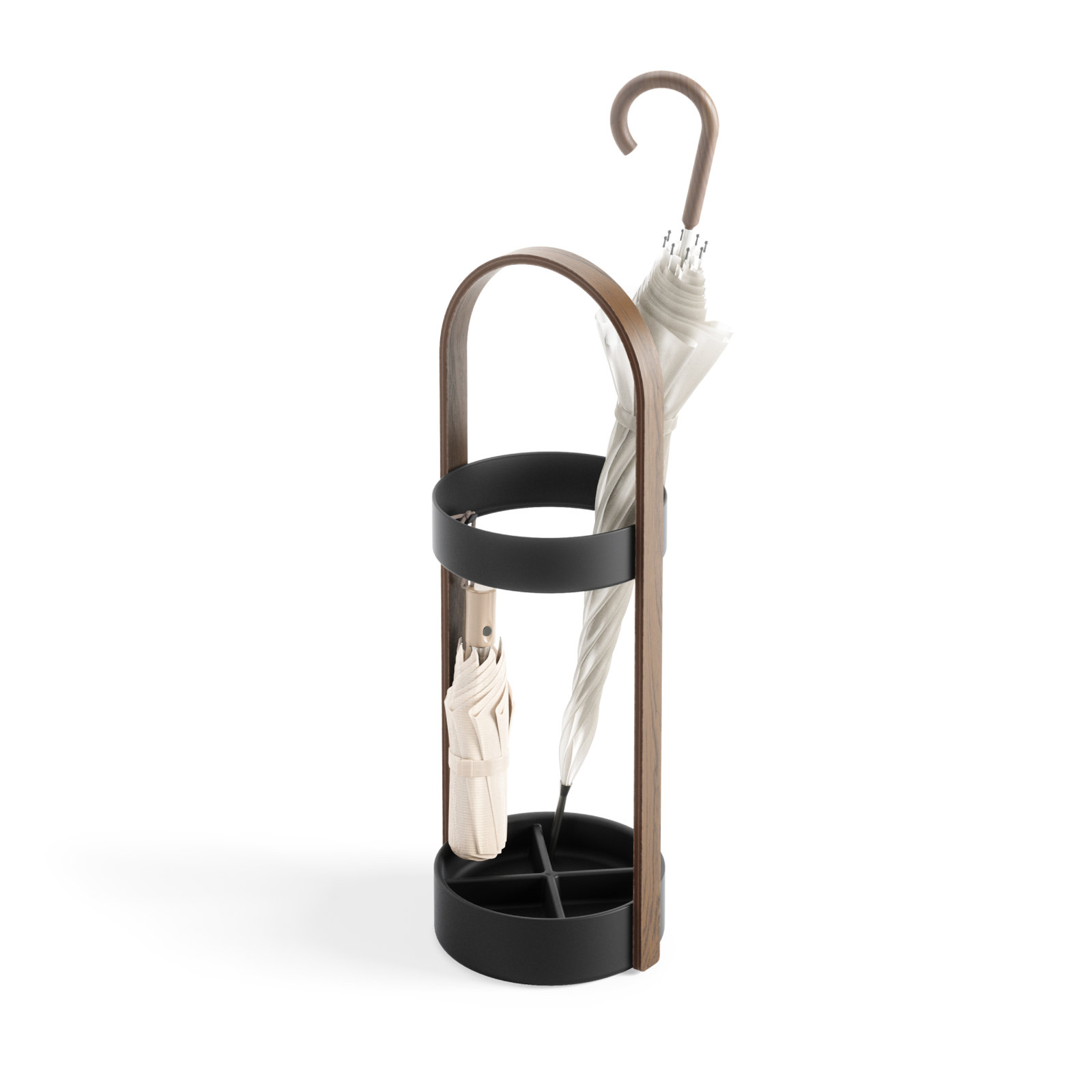 Akyah Freestanding Umbrella Stand, Black/Walnut