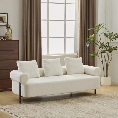 Canapé rembourré 78 po à 3 places 78 po beige