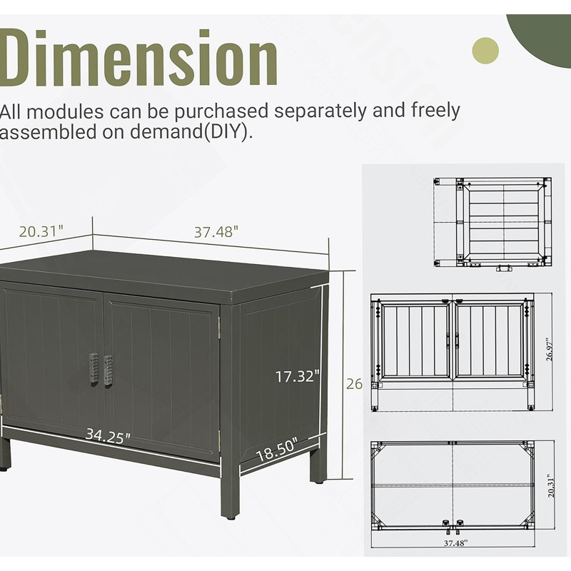 Outdoor Kitchen Island With Storage, Aluminum, Protective Cover