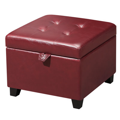 Faux Leather Storage Ottoman for Living Room