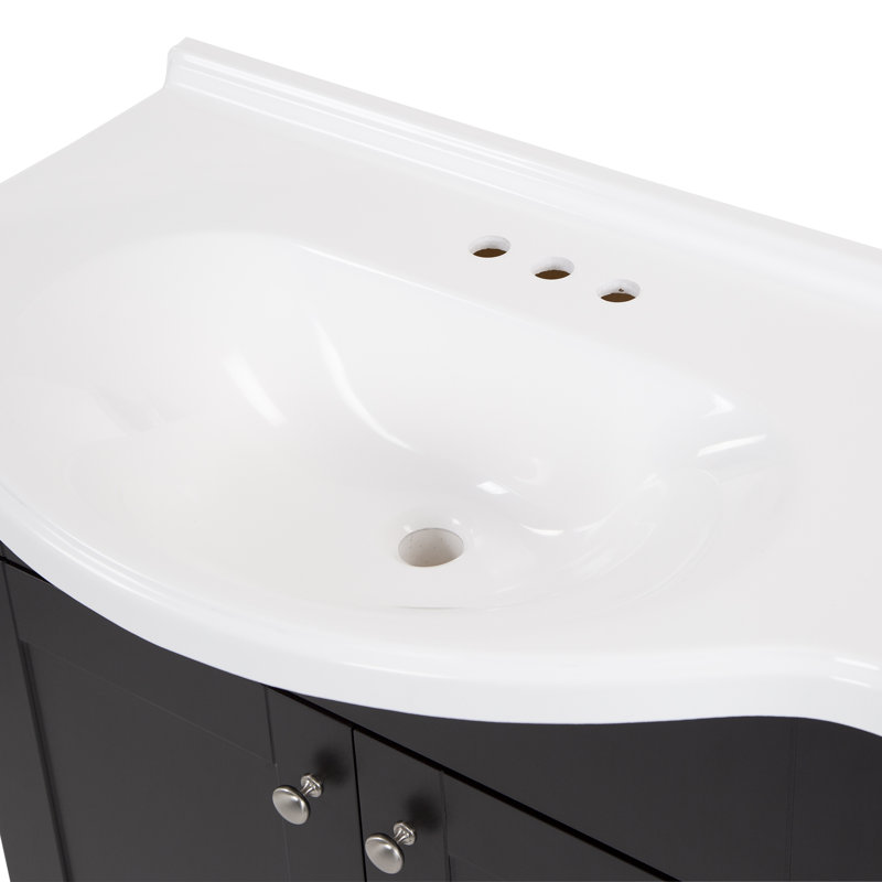Meuble-lavabo simple 31 po avec plateau en marbre de culture 31 po, Espresso