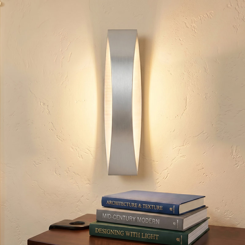 17 In. Brushed Aluminum Finish Dimmable Led Indoor Outdoor Wall Light, 17" H x 4.75" W x 4.25" D, Brushed Aluminum