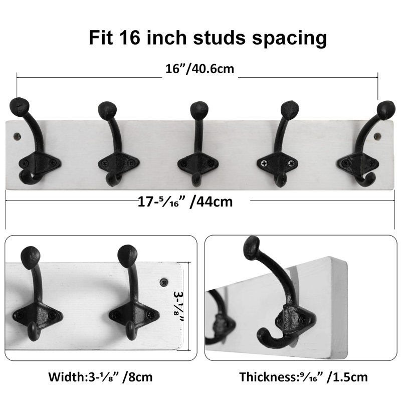 5 - Hook Coat Rack, Black/White