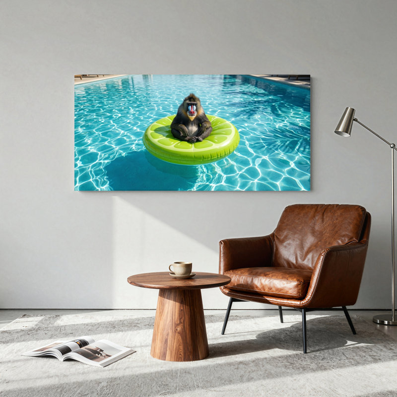 Ensemble de 1 tableau sur toile représentant un singe flottant, 40“W x 20”H, Wrapped Canvas