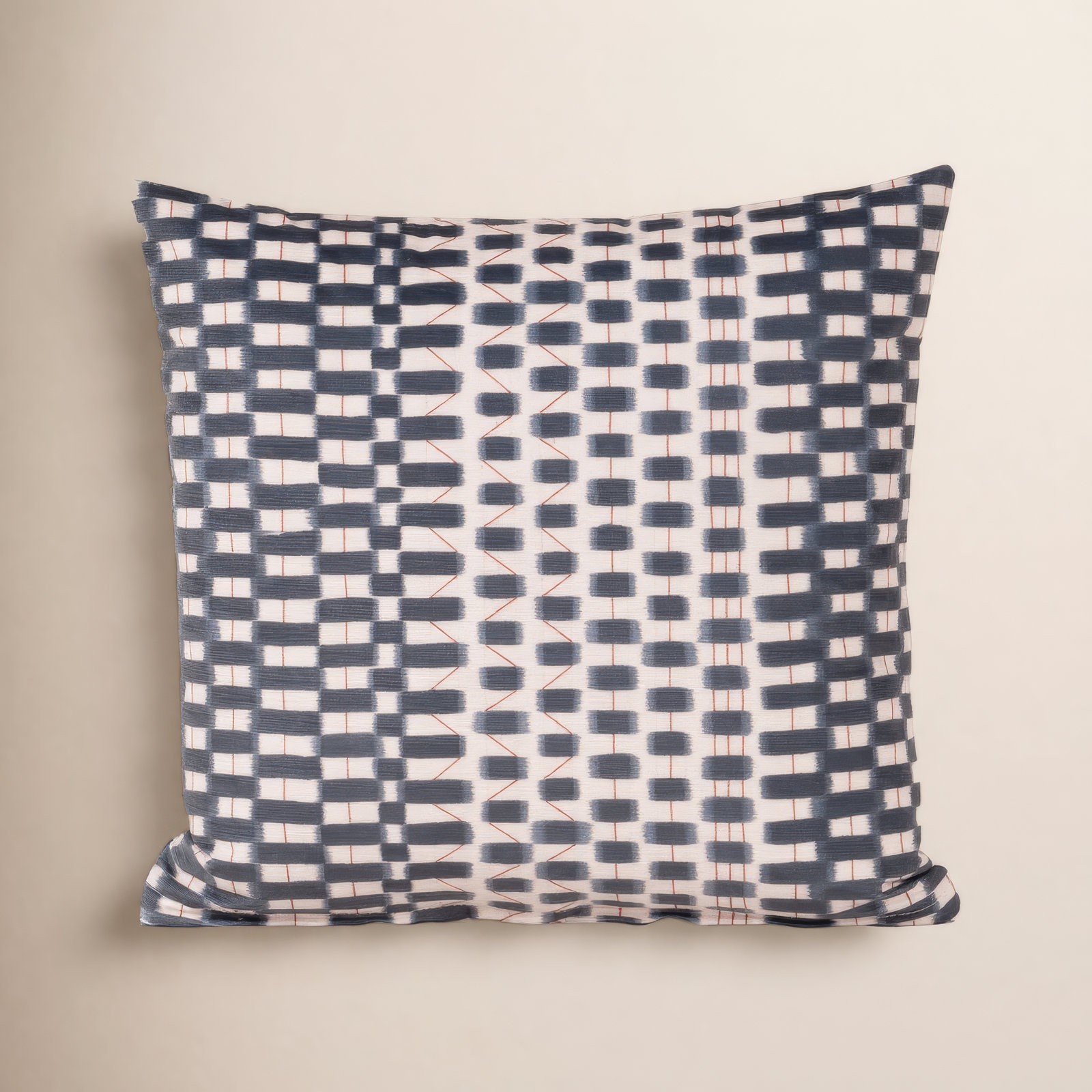 Oakden Checkered Throw Pillow, Blue, Feather, Square 16"