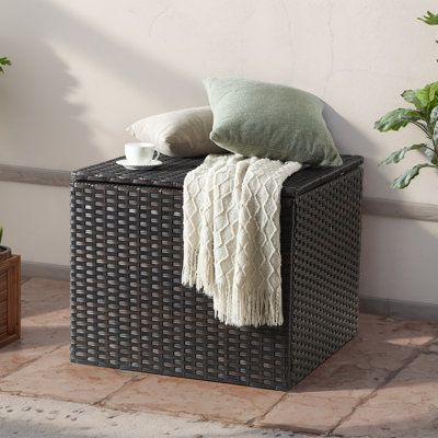 Boîte de rangement extérieure 87 gallons, boîte de terrasse en rotin de rotin pour coussins de meubles de patio