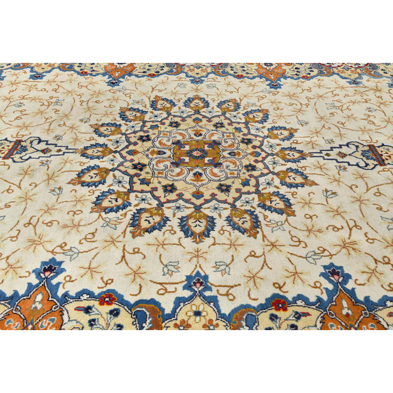 Tapis oriental traditionnel crème crème semi-antique 8 x 11