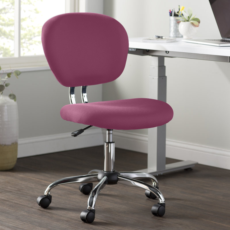 Chaise de bureau pivotante en maille, Rose, Fixe