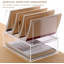 Organisateur de bureau en acrylique avec tiroir coulissant et 4 porte-documents verticaux, bac à papier pour dossiers et fournitures de bureau