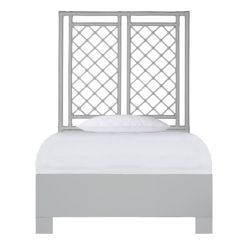 X & Diamond Low Profile Standard Bed, Twin, Light Gray