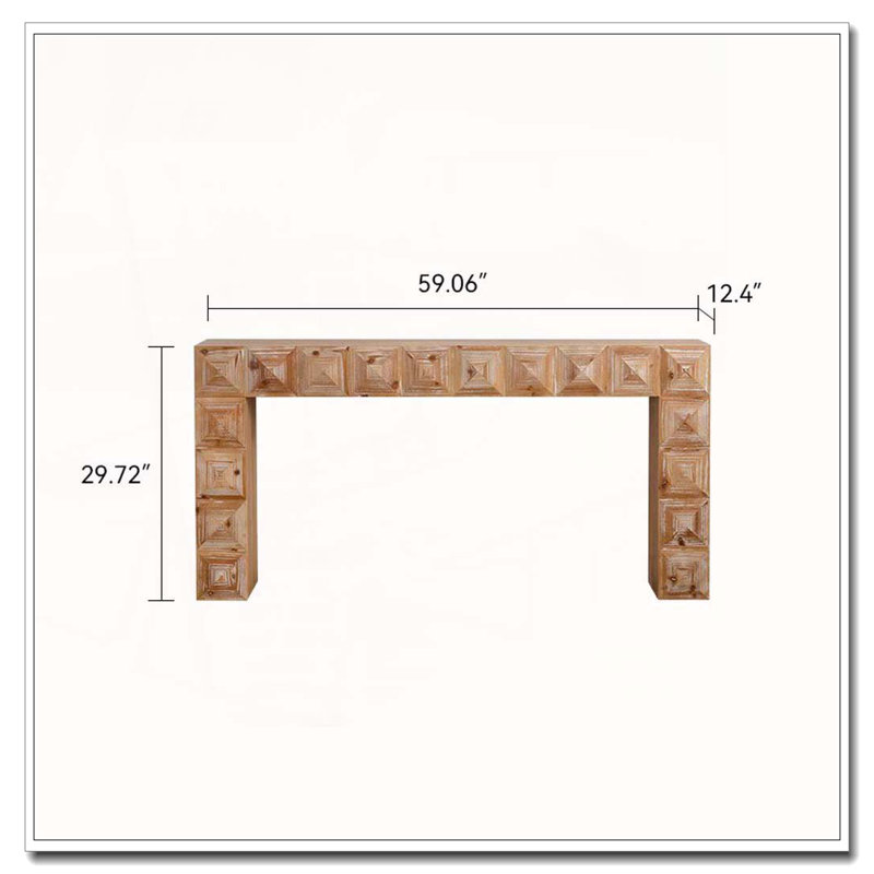 59.06" Rustic Geometric Relief Console Table
