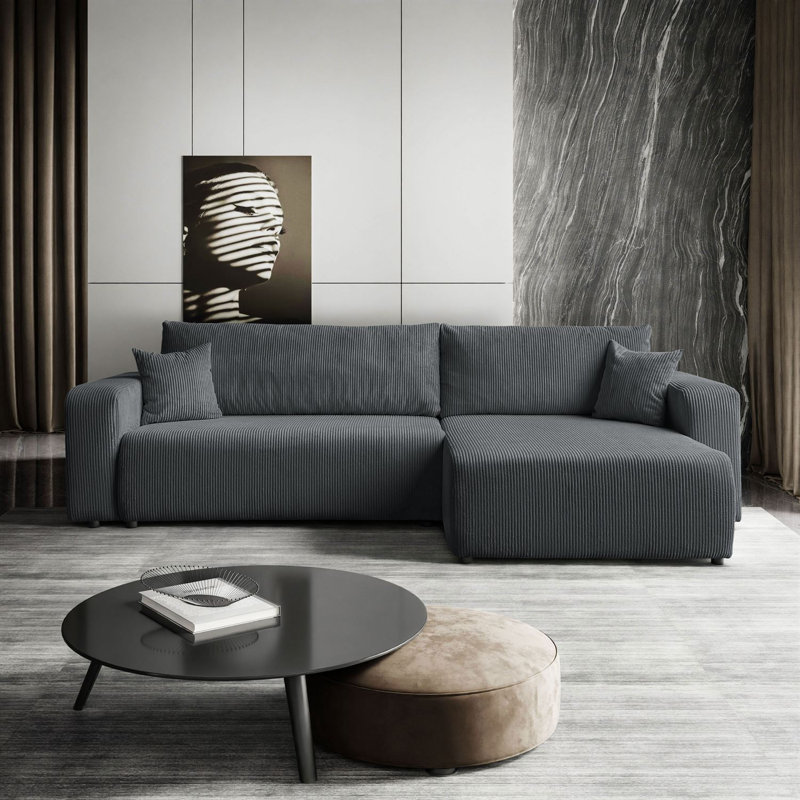 Cittlali 4 Seater Corner Sofa Bed , Black