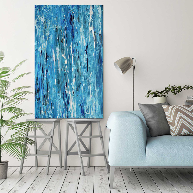 Blue Maze (Vert) - Imprimé, Toile tendue, H 30 po x l 18 po x P 1 po
