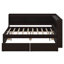 Lit de jour simple avec tiroirs, base de lit en bois massif avec bibliothèque en L, prises de courant et ports de charge USB-1835024762-1835024761