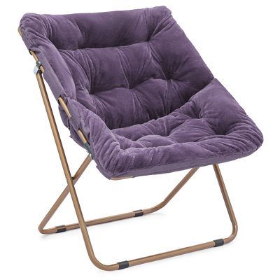 Upholstered Folding Square Saucer, Tufted Cozy Accent Chair with Golden Metal Frame for Living Room