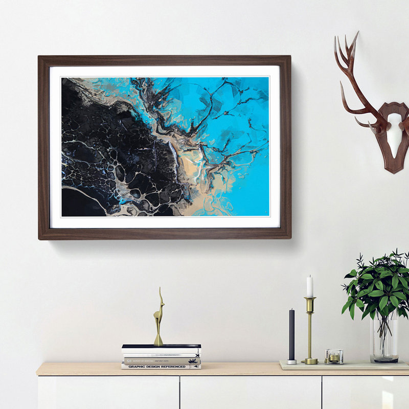 Bleed into Colour in Abstract - Picture Frame Painting Print, Walnut Framed, 36cm H x 48cm W x 2cm D