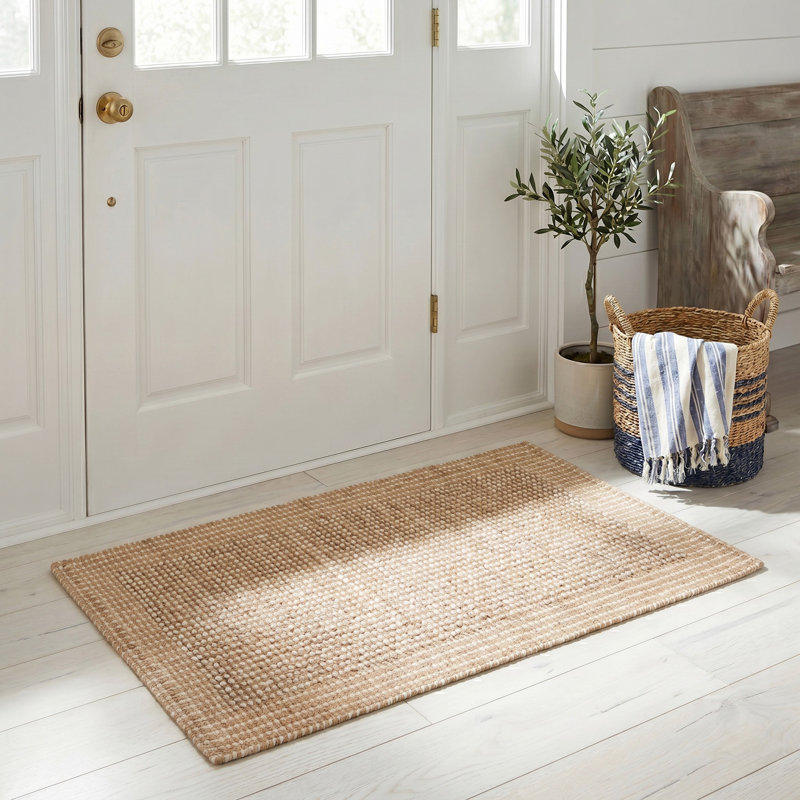 Tapis ivoire / beige tissé à la main erroll Pollux, Rectangle 2 pi 6 po x 4 pi