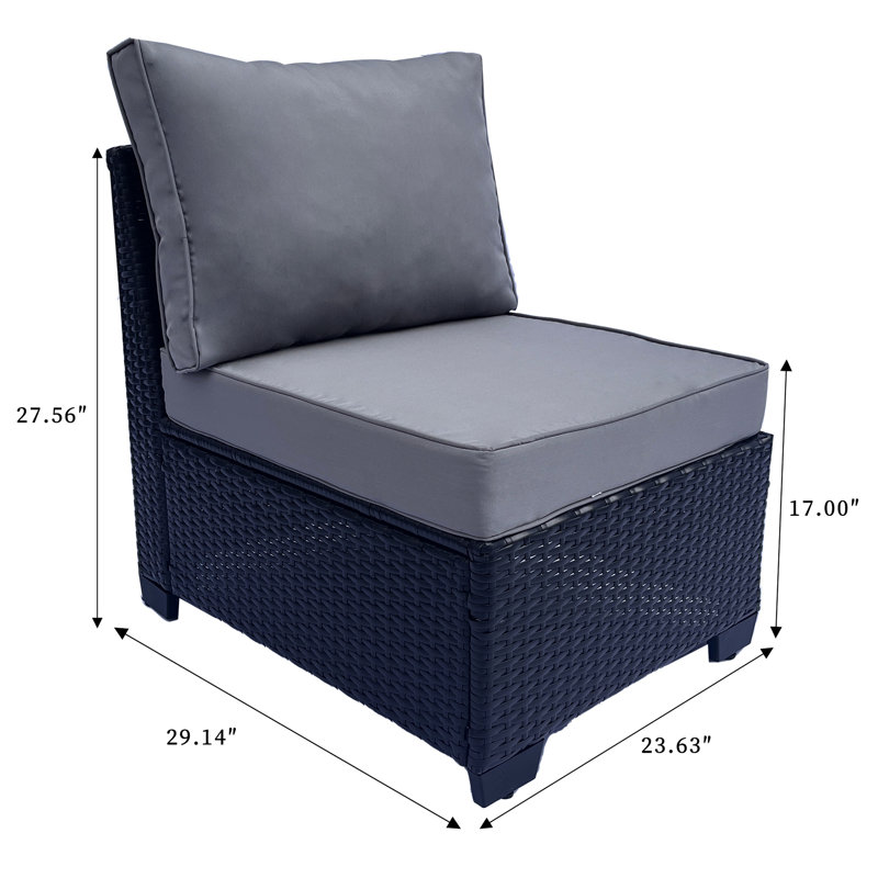 7 sièges d'extérieur: table basse en PE et jardin gris avec coussins d'eau