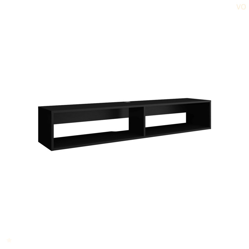 TV Stand 10.4" H, With 2 Shelves, Black