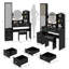Armoire à miroir pleine grandeur + coiffeuse à miroir rond à DEL + tabouret rembourré, avec 2 centrales électriques + 2 centrales USB, miroir à DEL de 17 po de diamètre, commande tactile, 3 couleurs, luminosité réglable, grand bureau, coiffeuse d-994041