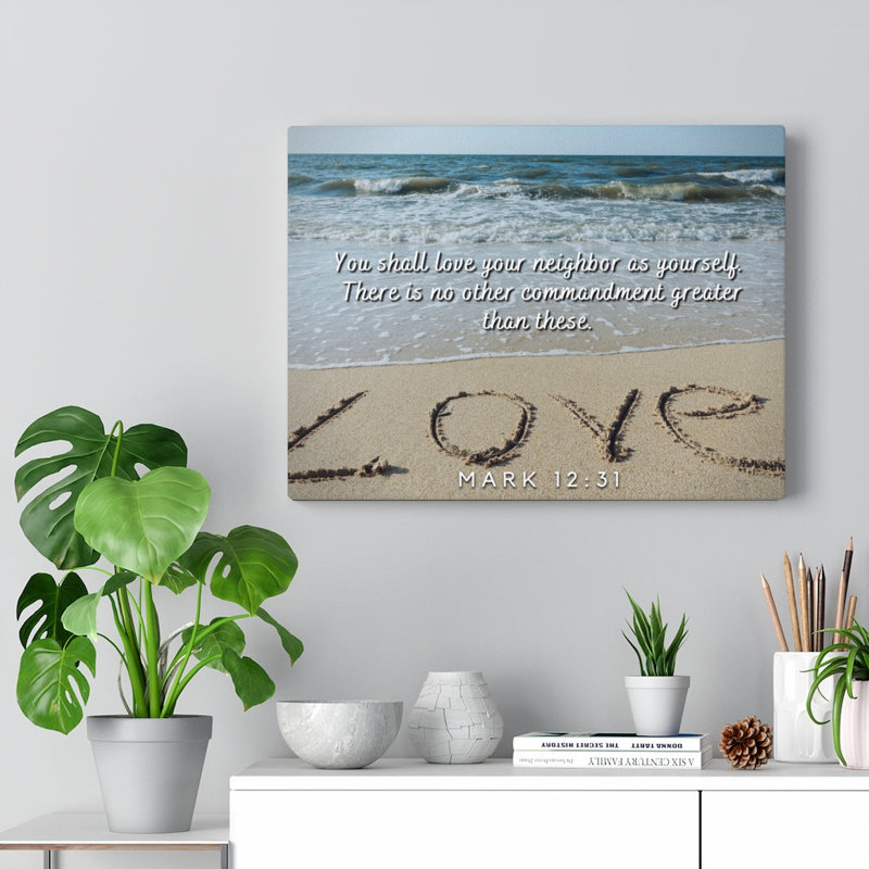 Greatest Commandment Mark 12: 31, art mural chrétien, verset de la Bible, impression prête à être accrochée