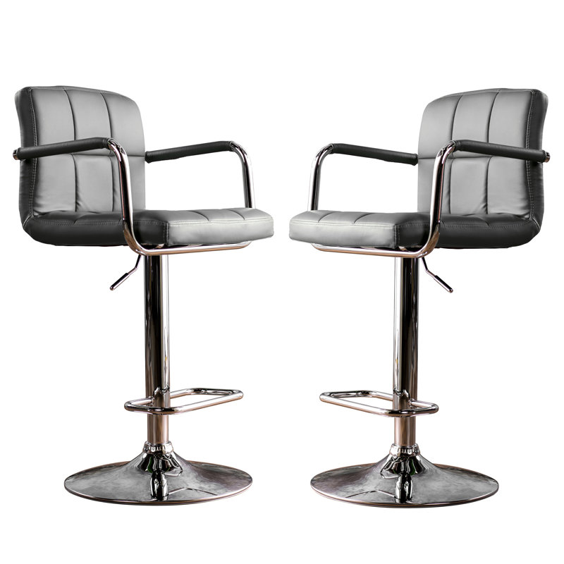 Aarvin Swivel Adjustable Height Bar Stool, Gray
