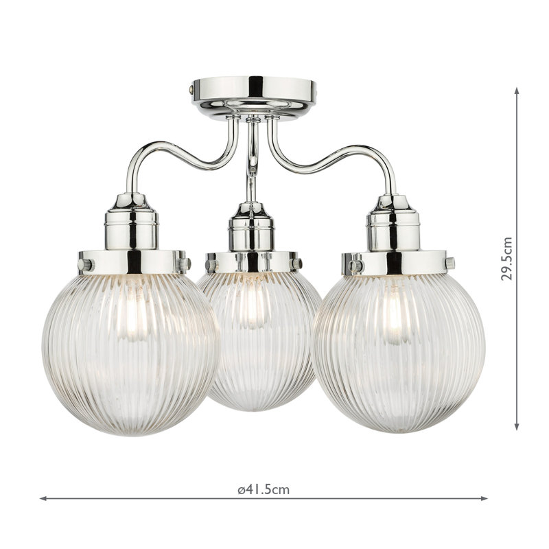 Treyton Glass Semi Flush Mount, Polished Chrome