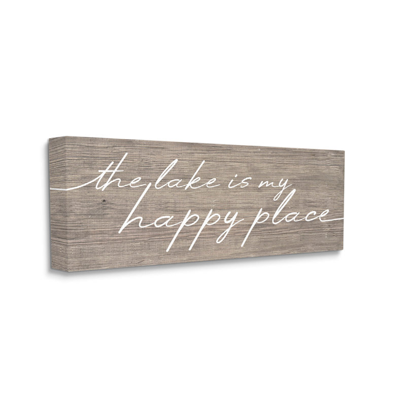 «Lake Is Happy Place», art mural sur toile par Lil 'Rue, H 10 po x l 24 po x P 1,5 po