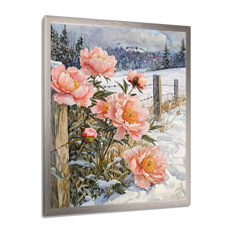 Brawley - impressions murales florales, Argent argent, H 40 po x l 30 po, Reproduction encadrée d'une seule photo