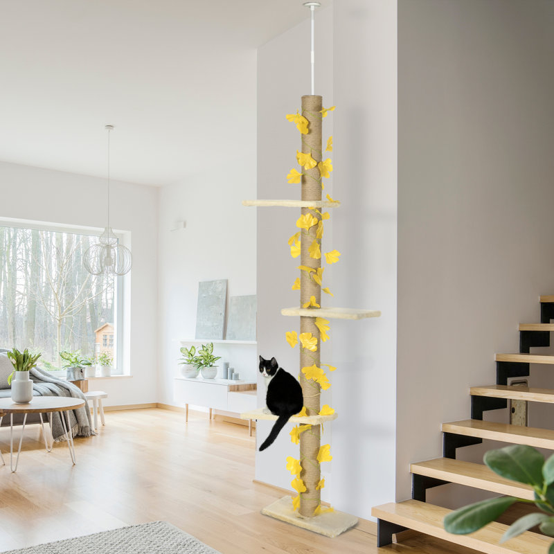 513.08cm H Cat Tree, Yellow