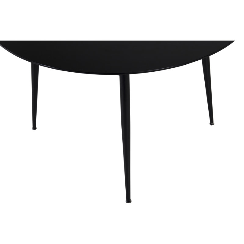 Burr Round Metal Base Dining Table, Black