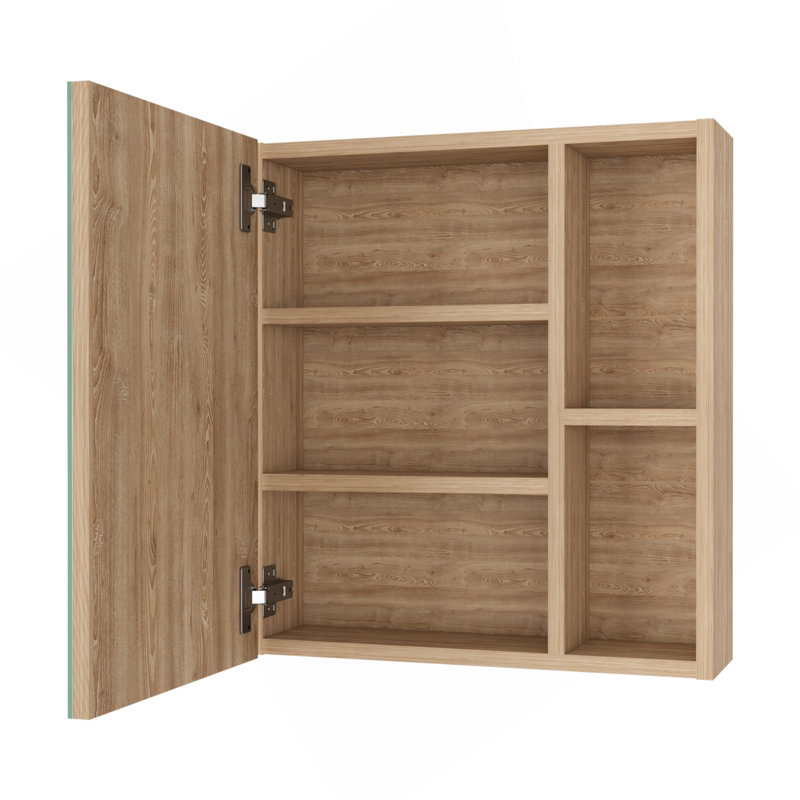 Armoire à pharmacie à miroir Lincoln, cinq tablettes intérieures, Beige