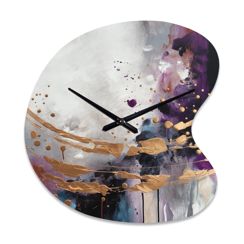 «Bold Circles And Marble Fusion IV», horloge asymétrique en métal, forme unique en or, Petit