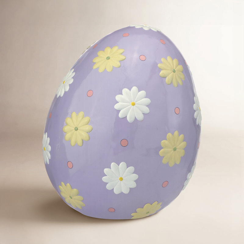Oeuf de Pâques en résine 22,75 po, Mauve / jaune / blanc