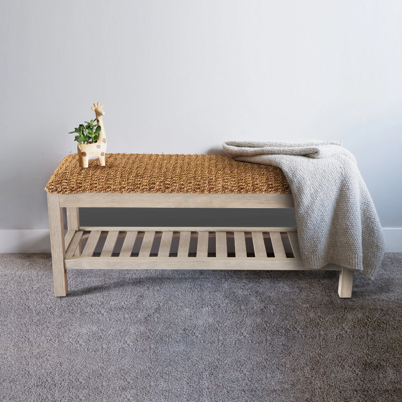 Banc de rangement en bois Bracy, Gris antique, Gris