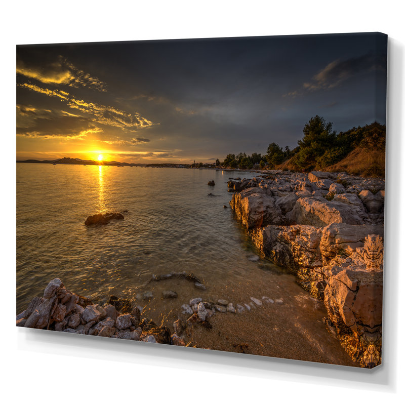 Coucher de soleil sur la rivière Calm - Photographie de cadre photo sur toile, H 8 po x l 12 po x P 1,5 po, Toile tendue